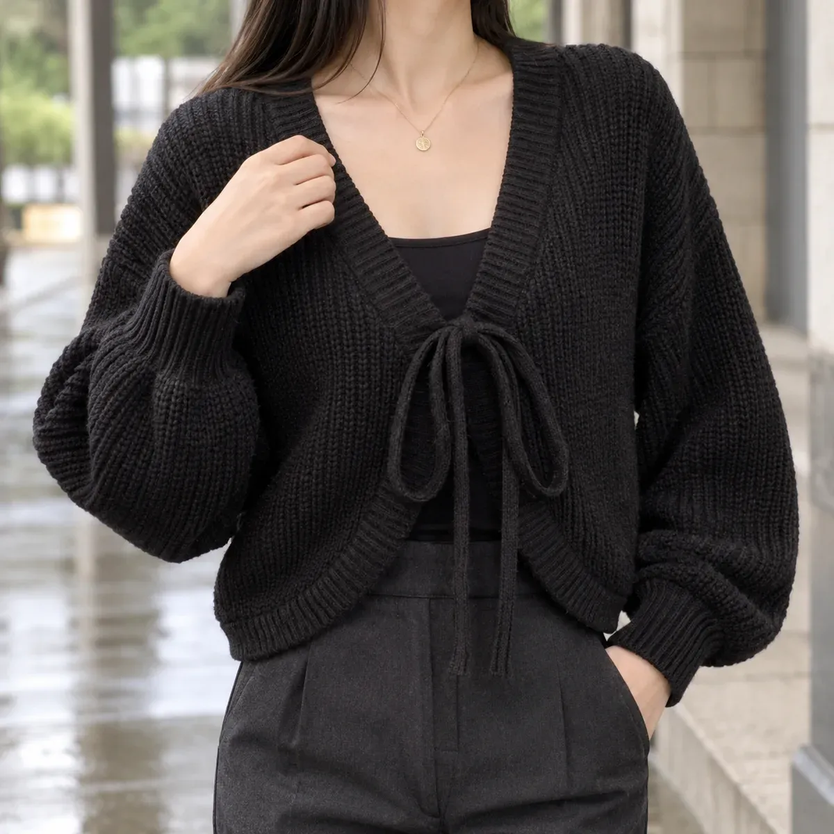 Maylis Tie Front Cardigan — gallery photograph 1